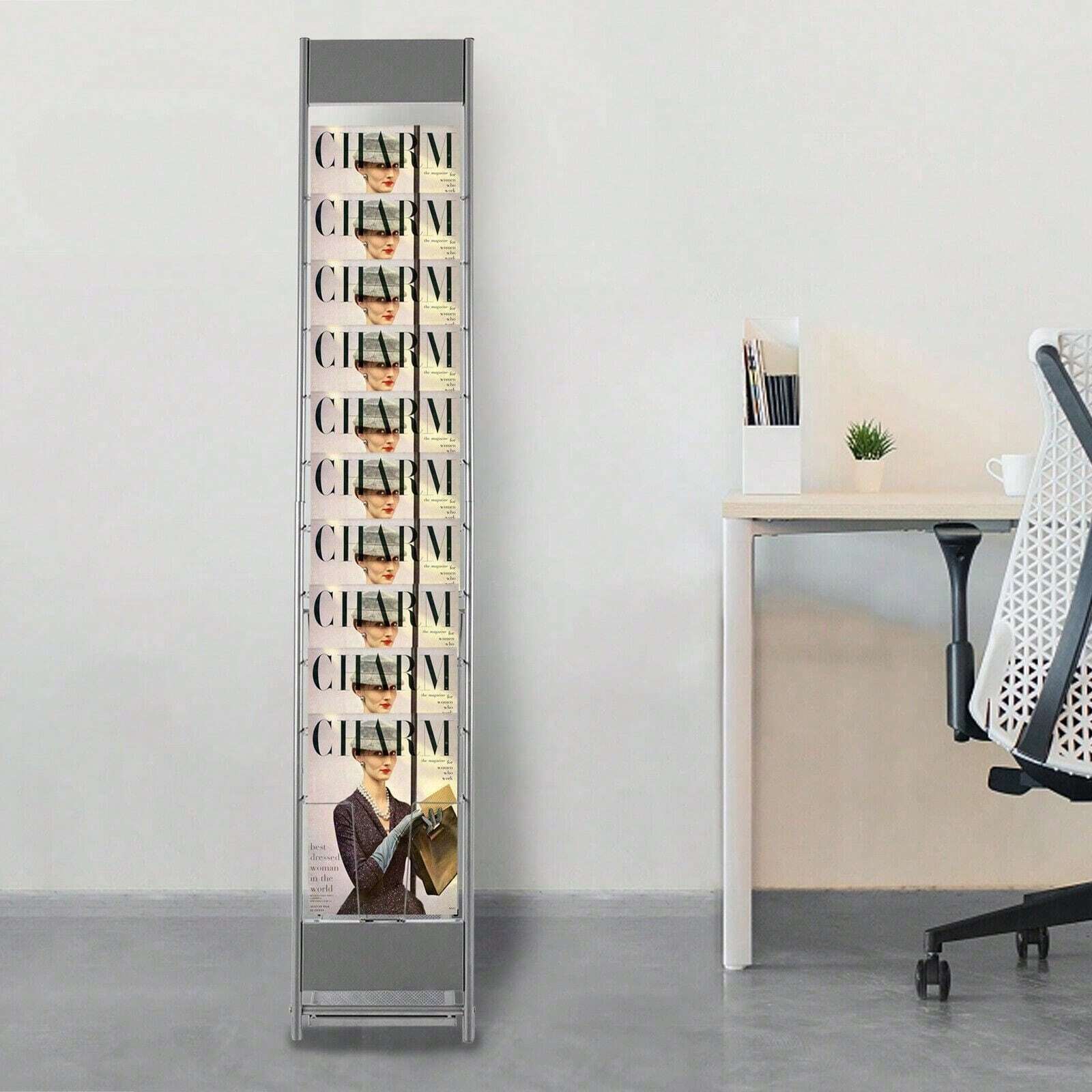 10Tier Floor Standing Literature Rack Brochure Magazine Display Holder
