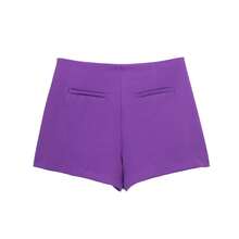 Váy ngắn chữ A bất đối xứng cạp cao – Quần short váy quấn mini dành cho nữ - Màu tím - Xem 6