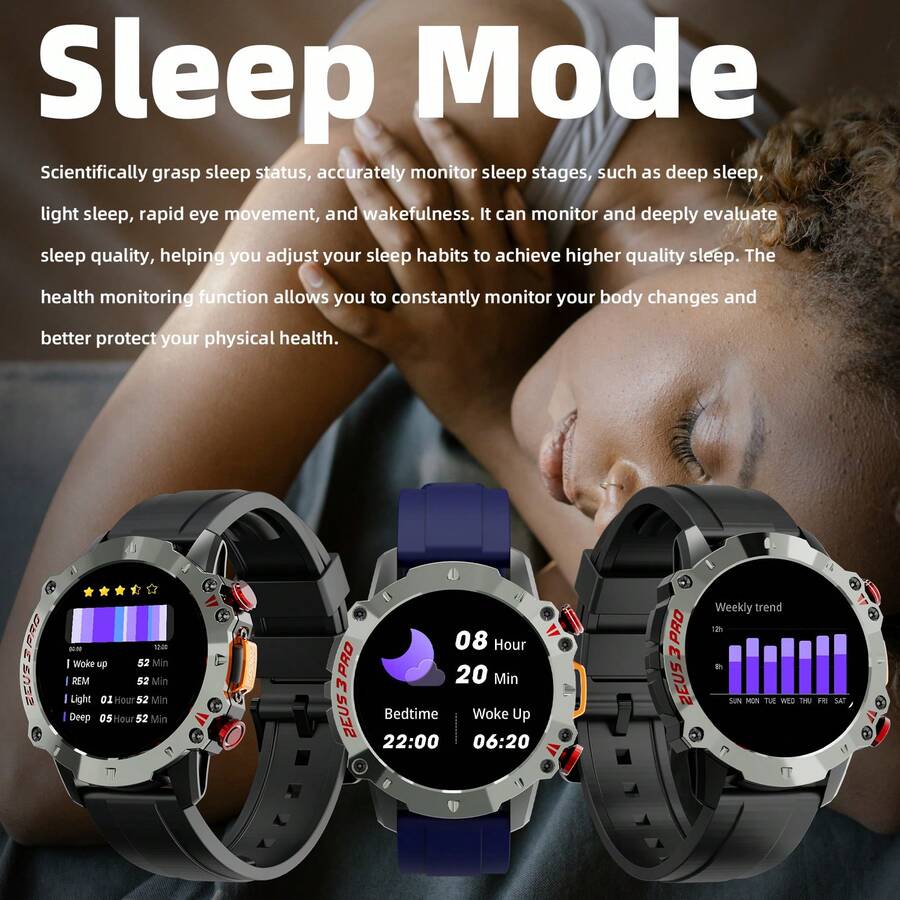 LOKMAT ZEUS 3 PRO Smartwatch IP68 Waterproof 1.39Inch Screen Heart