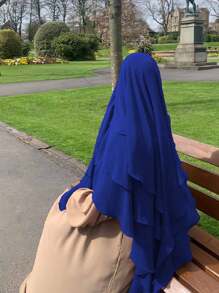 1 pieza Pañuelo de cabeza de gasa de 3 capas de unicolor, transpirable y cómodo, elegante y casual de poliéster, adecuado para todas las estaciones