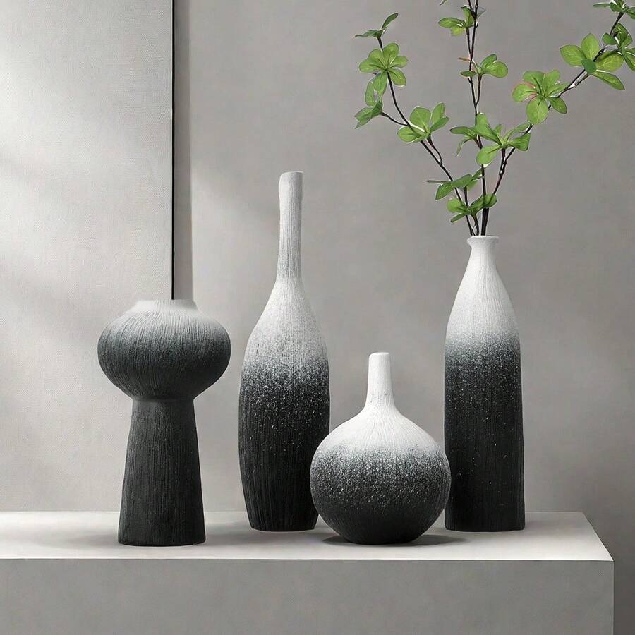 北欧现代简约创意陶瓷渐变色花瓶，家居客厅电视柜、办公桌、餐桌装饰小雕像，大尺寸