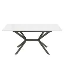 Okwish Extendable Dining Table 120/160*80*75 Cm, Dining Room Table Rectangular, Dining Table Kitchen Table With Metal Legs, Table For Dining Room Living Room For 4-6 People, White