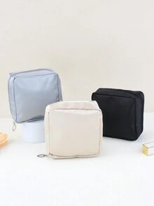 1 Túi đựng mỹ phẩm vuông tối giản thanh lịch, Túi đựng đồ trang điểm mini đựng son môi, phấn mắt, tai nghe, Băng vệ sinh bằng nylon chống thấm nước, Túi đựng đồ trang điểm đa năng cho trường học, công sở, du lịch - Nhiều màu - Xem 1