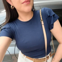 Women's Ribbed Blouse With Ruffle Sleeves Plus Size Comfortable Ribbed Casual - 綠色 - 查看 7