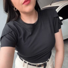 Women's Ribbed Blouse With Ruffle Sleeves Plus Size Comfortable Ribbed Casual - 綠色 - 查看 4