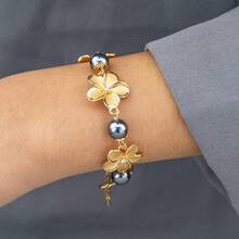 1 chiếc vòng tay hoa sứ Hawaii mạ vàng 14K mờ dành cho phụ nữ, quà tặng cho ngày lễ tình nhân hoặc lễ tạ ơn - Nhiều màu - Xem 4