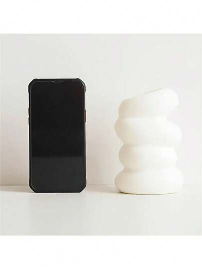 1pc Moderne Spiral Vase Wit Plastic Cylindrical Flower Vase, Living Room, Bedroom, Kitchen Nordic Aesthetic Creative Home Office Room Glass view 6