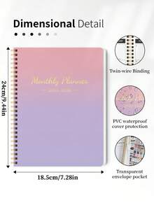 1pc 2025 Monthly Planner, Simple Monthly Planner từ tháng 1 năm 2025 đến tháng 12 năm 2026, 24 tháng Planner có theo dõi thói quen, túi bên trong và trang ghi chú, hoàn hảo cho trường học, văn phòng và gia đình - Nhiều màu - Xem 4
