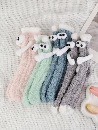 1 coppia di calzini di lana soffici, calzini abbinati magnetici per coppie, calzini in pile di corallo morbidi e caldi per l inverno