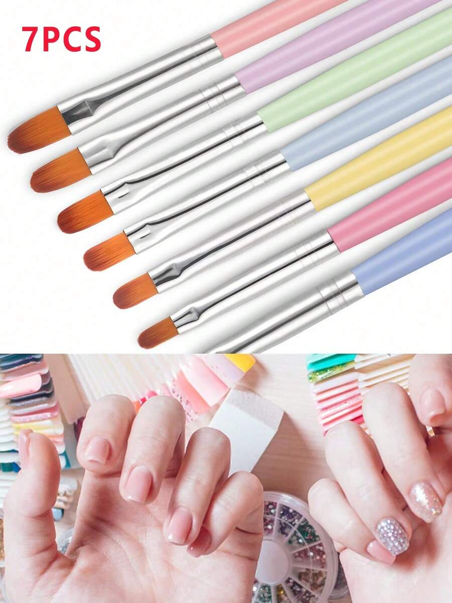 7 Pcs Gel Nail Brushes Builder Gel Brush Poly Extension Gel Brush