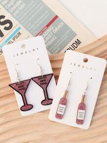 1 Pair Acrylic Sparkling Pink New Year Christmas Themed Bling Earrings, Amusing Party Festival Holiday Atmosphere Earrings For Women