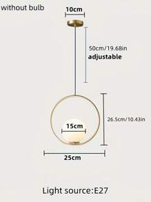 Modern Nordic Style Adjustable Balloon Pendant Light, Suitable For Kitchen, Dining Room, Living Room And Bedroom, E27 Socket (Bulb Not Included), Gold Color - Gold - View 13