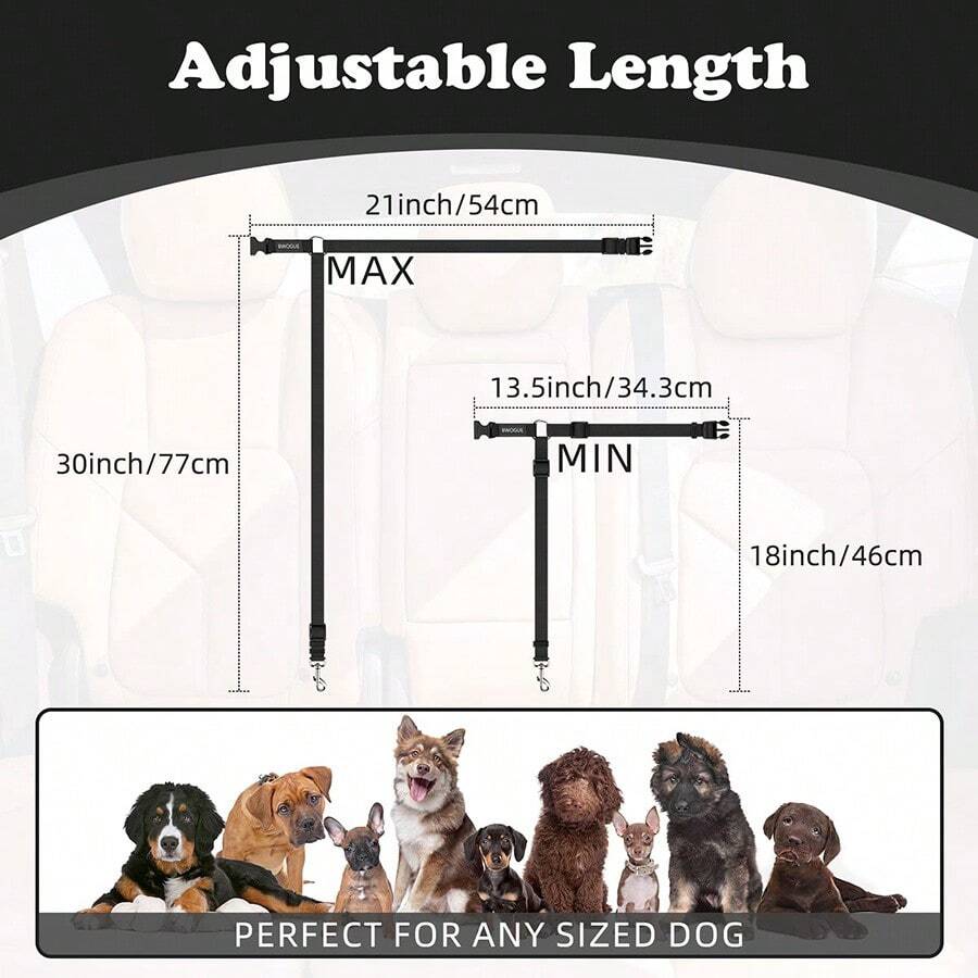 1pc Dog Car Seat Belt With Round Buckle Retractable Pet Safety
