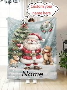 Personalized Santa Claus Christmas Blanket - Soft, Warm Flannel With Custom Name Option - Perfect For Couch, Bed, Office & Travel - Ideal Gift For Couples, Friends & Family - Multicolor - View 12