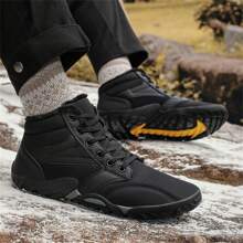 1 par de botas de nieve impermeables para mujer con forro esponjoso, cálidas y antideslizantes, adecuadas para actividades al aire libre
