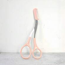 Pink Eyebrow Trimming Scissors With Built-In Comb - Stainless Steel, Precision Grooming Tool For Perfect Brows - Multicolor - View 6