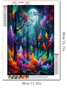 1 件钻石画套装，带亚克力水钻，家居装饰工艺品，适合成人和初学者，客厅和卧室墙壁艺术 - 彩色 - 查看 3