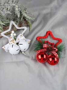 1 件圣诞星铃铛挂饰 DIY 圣诞树装饰蝴蝶结铃铛装饰最佳礼物 - 彩色 - 查看 8