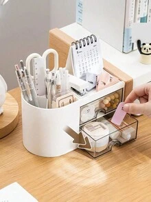 1 hộp đựng đồ để bàn mini có 2 ngăn kéo, hộp đựng bút chì đa chức năng cho bàn làm việc, hộp đựng đồ dùng văn phòng phẩm & đồ dùng văn phòng đơn giản và sáng tạo cho trường học, văn phòng, ký túc xá, hộp đựng đồ nhiều ngăn, hộp đựng đồ trang điểm, đồ dùng cho ngày tựu trường, quà tặng ngày lễ, quà tặng Giáng sinh - Nhiều màu - Xem 7