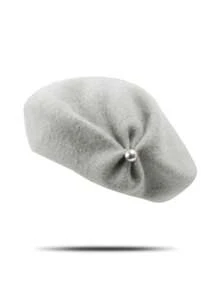 1 件女士针织法式贝雷帽，适合秋冬季，温暖且适合日常穿着复古休闲 - 多色 - 查看 6