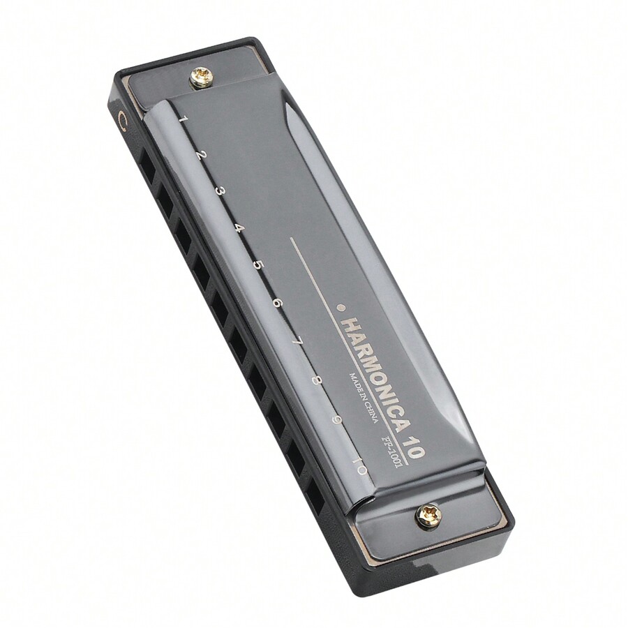 10 Holes 20 ToneC Matte Black Blues Harmonica Harp, Stainless Steel