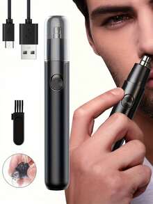 锂电池供电的男士便携式毛发修剪器/鼻毛修剪器，携带和清洁方便 - 紅色 - 查看 5