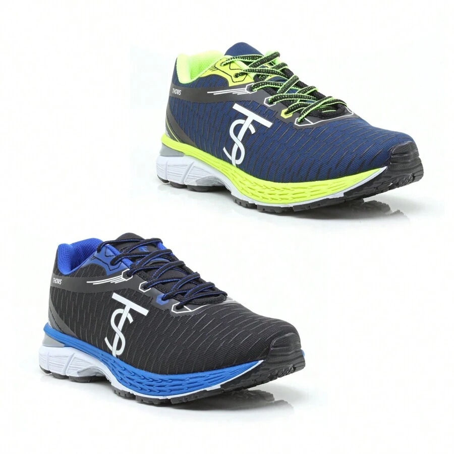 Kit 2 Pairs Men's Sneakers Ideal For Gym Running Walking Everyday Casual - Mar Limão + Pto Azul - 查看 1