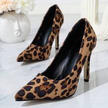 Women's Fashion High Heel Pointed Toe Faux Suede Plain & Leopard Print Flats