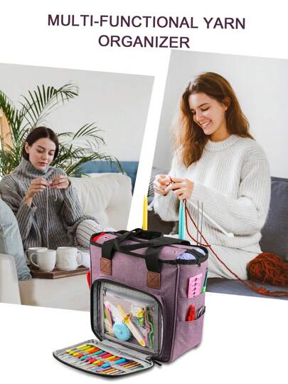 1pc Portable Knitting And Crochet Storage Bag: Perfect For Yarn, Hooks, Needles, And More - Great Gift For Moms!