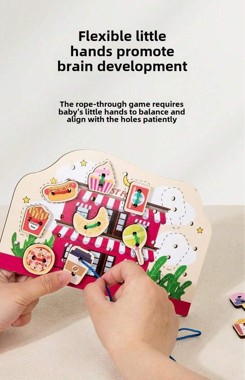 Kids Wooden Threading Beads Stringing Puzzles, Animal & Fruit Pattern ...