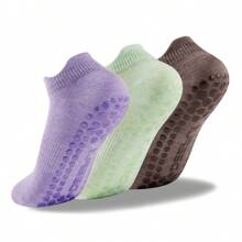 3 pares de calcetines de yoga para mujer, transpirables y antideslizantes con agarre, para gimnasio