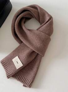 1st 2024 Herfst/Winter Koreaanse Stijl Gebreide Sjaal Voor Vrouwen, Effen Kleur, Warm, Unisex, Dikke Nekwarmer
