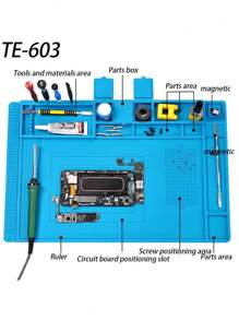 Magnetic Mat Silicone Work Mat Soldering Station Mat Heat Resistant  Anti-Static For Electronic Phone Laptop Watch Repair - Blue - View 9