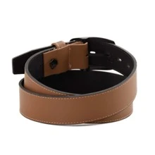 Men's Belt With Black Buckle Hr In Formal Sport Thin Leather - 駝色 - 查看 6