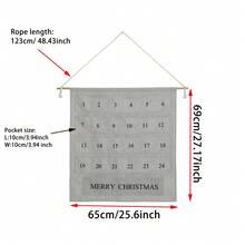 Christmas Countdown Advent Calendar With Pockets,Advent Calendars For Kids Chocolate & Candy,Countdown To Christmas Xmas Holiday Decorations - Grey - View 2