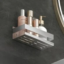 OwnMy Bathroom Shower Shelf Stainless Steel Bath Kitchen Basket Shower Caddy Rack, Rustproof Metal Bathroom Storage Floating Shelves Wall Mounted Shower Corner Rectangular Shelf - Silver - View 3