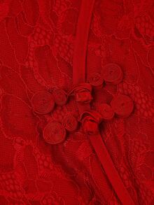 新款时尚红色旗袍中式连衣裙，年轻女士高端优雅婚礼、订婚派对服装