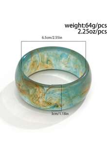 新款时尚渐变半透明亚克力手镯袖口手链，夸张圆形宽设计树脂手链，适合女士，派对假日海滩礼物 - S192 - 查看 6