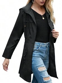 Women Light Rain Jacket Waterproof Active Outdoor Trench Raincoat With Hood Ladies Lightweight Windproof Windbreaker