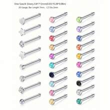 24pcs Elegant & Durable Nose Stud Set: Stainless Steel & Cubic Zirconia - Unisex, Suitable For Daily Wear - A - View 7