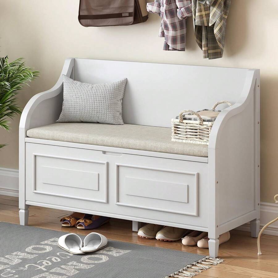 Storage Bench With Lift Top And Drawers Shoe Bench With Safety Hinge