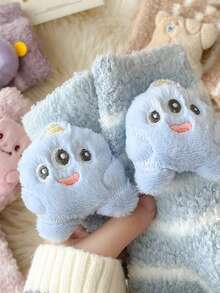 1/6 双女式卡通人物珊瑚绒保暖内衬厚款保暖柔软舒适家居地板袜适合秋冬季 - 彩色 - 查看 2