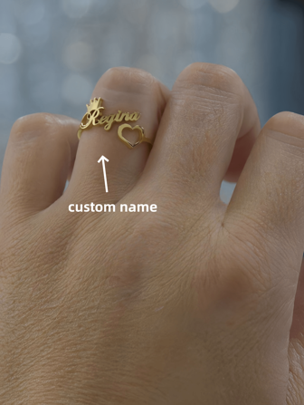 1pc Gold Gold Silver Rose Gold Customizable Couple Crown Heart Ring Women's Aesthetic Accessories Stainless Steel DIY Jewelry Engagement Wedding Ring Women's Accessories Valentine's Day Gift For Best Friend Engagement Wedding Gift Jewelry Gift Valentines