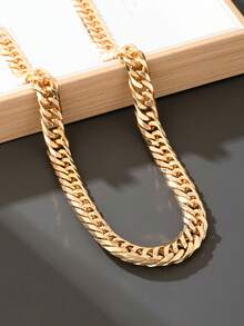 1 chiếc vòng cổ dây xích dày thời trang đường phố Hip Hop đa năng dành cho nam - Vàng - Xem 2