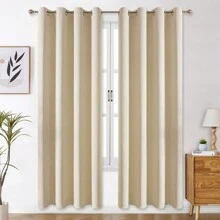 Panouri de perdele negre cu ochiuri, disponibile în opțiuni de 4/2/1 panouri, dimensiuni multiple, țesătură în 3 straturi de înaltă calitate, izolare termică și umbrire solară, potrivite pentru dormitor, sufragerie, sufragerie, bucătărie, dulap, culoare bej