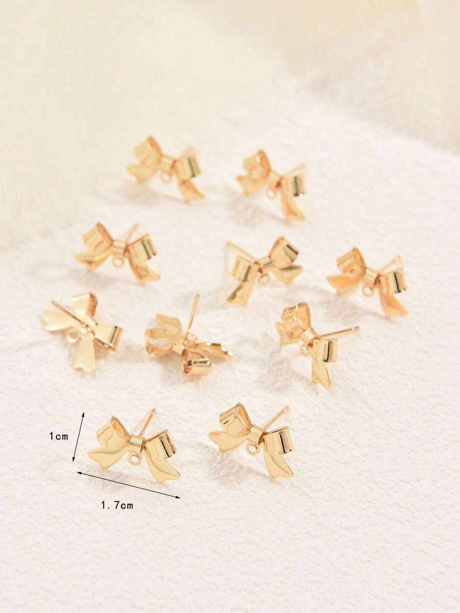 10pcs/set Bow DIY Earrings Accessory - Gold - View 1