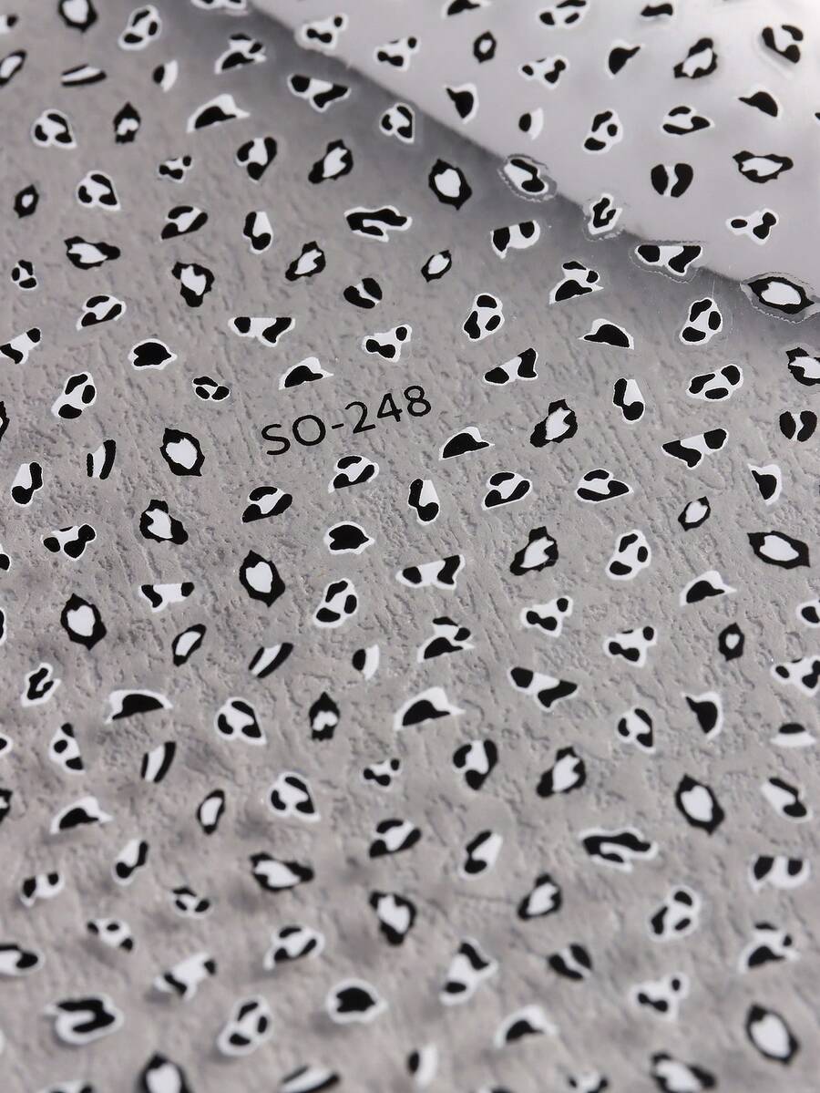 2 Sheet 3D Leopard Print Nail Art Stickers Autumn And Winter Leopard