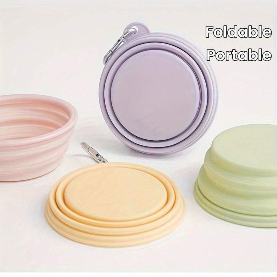 350ml Portable Pet Bowl Foldable, Silicone, Hanging, TravelFriendly