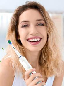 Cepillo de dientes eléctrico inteligente, 3 modos de limpieza, recargable por USB, cepillos de dientes eléctricos recargables con temporizador de 2 minutos, estuche de viaje y 2 cabezales de cepillo, compatible con los cabezales de recambio del cepillo de dientes eléctrico