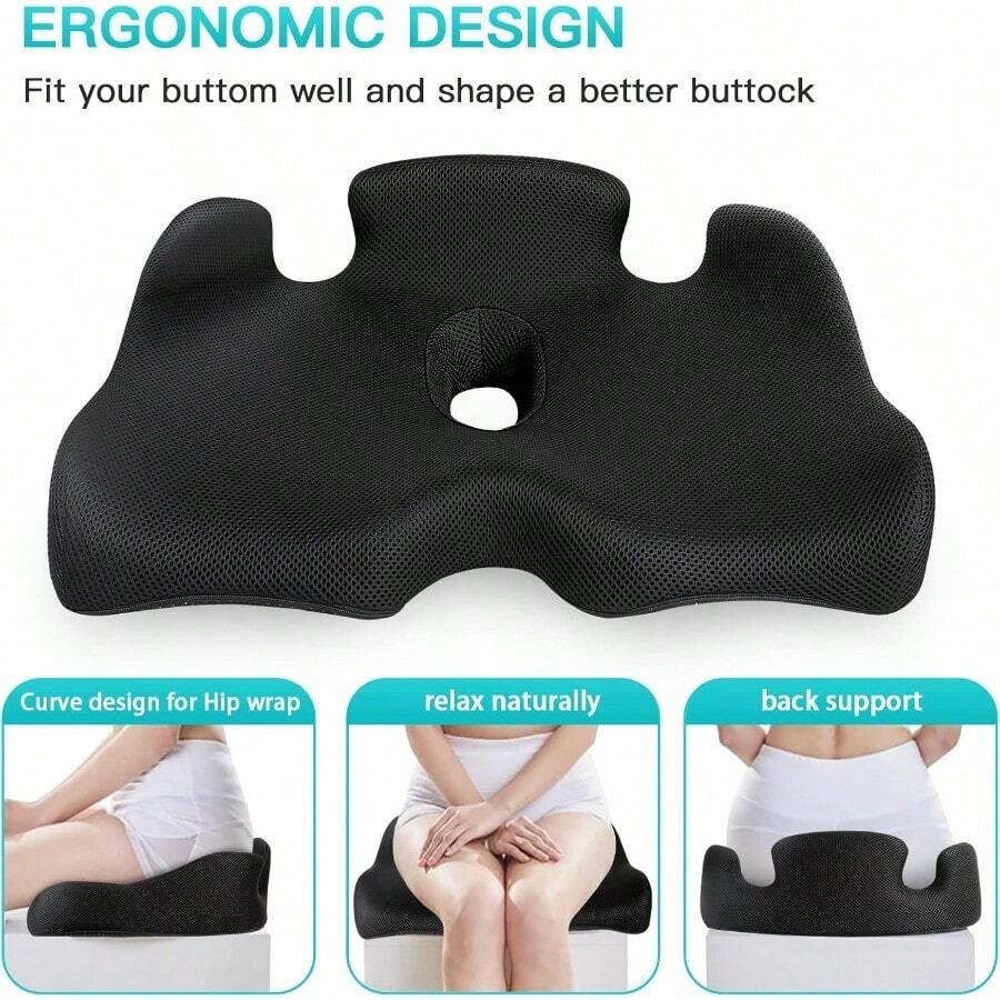 Memory Seat Cushion For Office Chairs To Relieve Sciatica And Back Pain